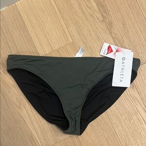 Athleta Dark Green and Black Reversible Bikini Bottom